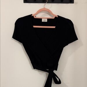 Wilfred Black Short Sleeve Wrap Blouse